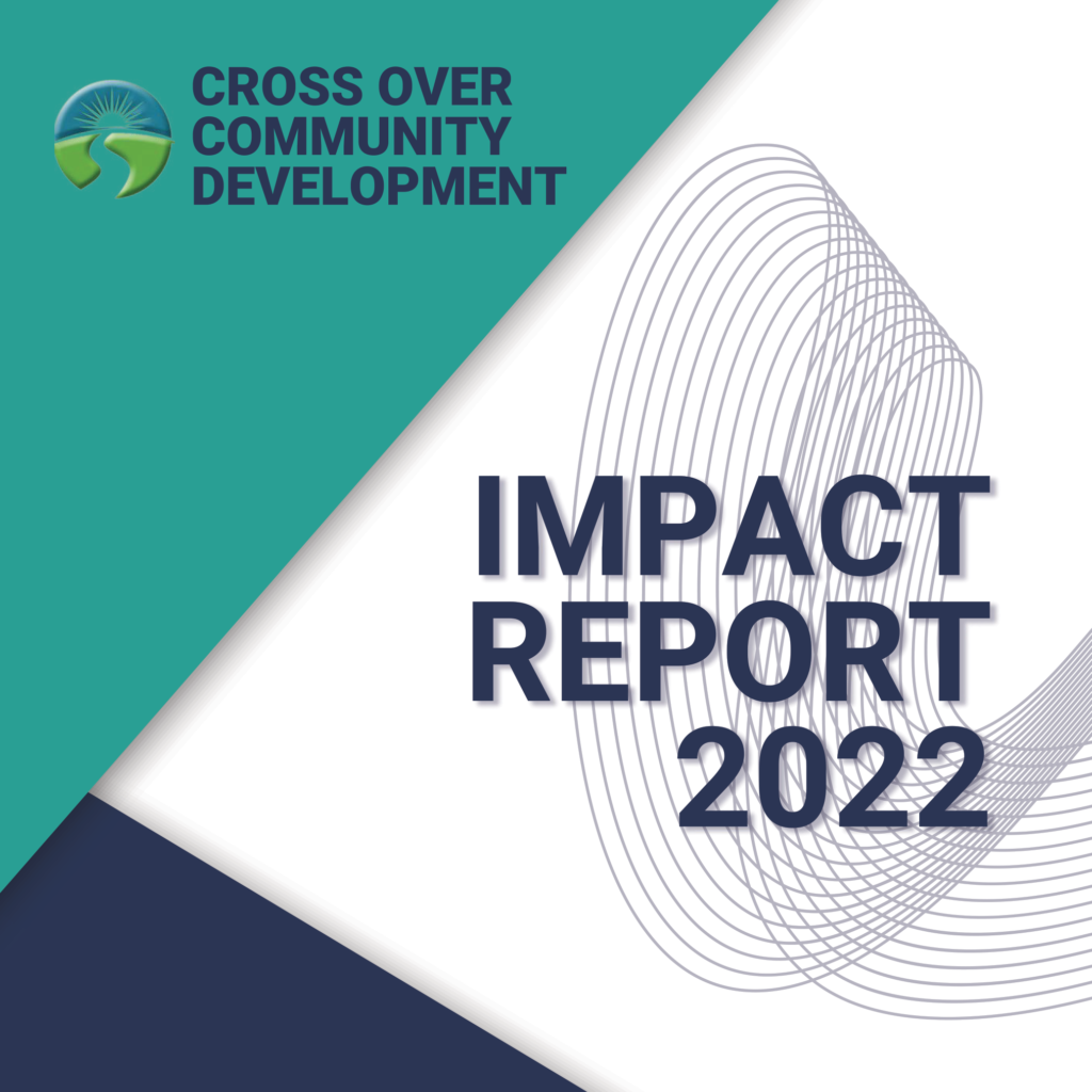 Image of report cover with COCD logo and the words "Impact Report 2022" overlaid on gray fractal image.